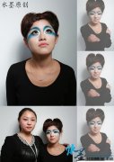 水墨化妆班学生自创色彩主题练习妆面
